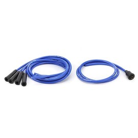 Cable de encendido de bujía, 1 m de longitud, resistente de larga duración, 8 mm de diámetro, con conectores para coches clásicos de 4 cilindros (azul)