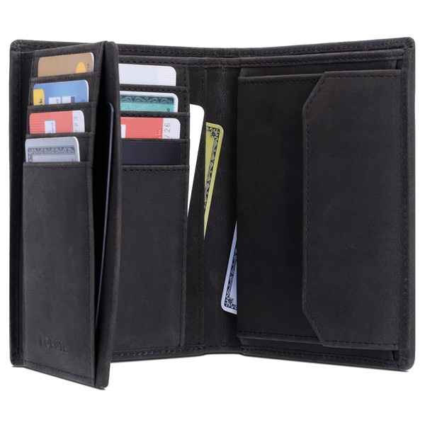 KORUTA Men's Leather Wallet with RFID Protection, Large Wallet with
