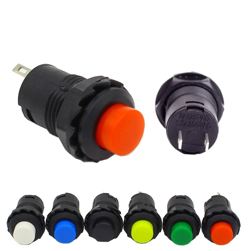 2 x Push Button Round Button 12 mm DIY AC