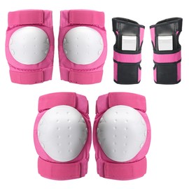 YRINA Kids Skateboard Snowboard Protector for Children Elbow Knee Wrist Kids Protector Set Bicycle Junior (M, Pink)