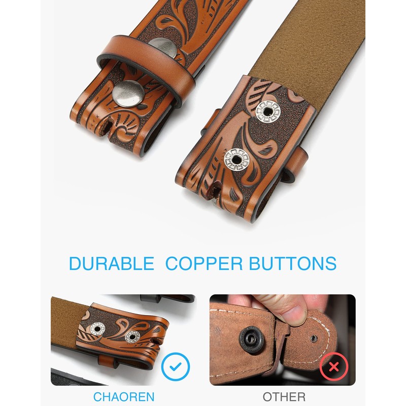 CHAOREN Western Belts for Men without Buckle - Cowboy Belt