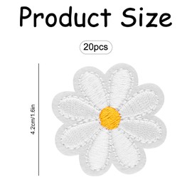 Bojueshaw 20pcs Daisy Flower Patch,Daisy Flower Iron On Patches,Embroidered Applique Delicate,Floral Applique Patches for DIY Decoration,T-Shirt,Shoes(White)