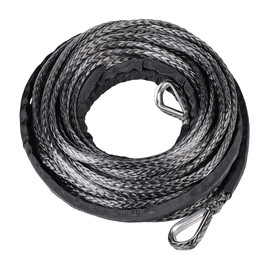Astra Depot Black ATV UTV Synthetic Rope Extension 50ft 7500lbs Winch Line Cable with Thimbles