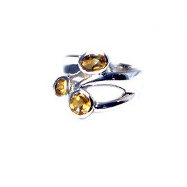 Art Gecko CITRINE Sterling Silver Gemstone Ring (Size M) - (CTR2805151)