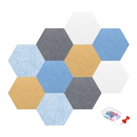 MECCANIXITY 10Pcs Hexagon Acoustic Panels 15.5x17.8cm B1 Fireproof Soundproof Foam Panels with 20 Push Pins for Wall Decoration Home Studio Office(Light Blue,Yellow,Sky Blue,Gray,White)