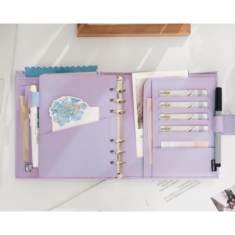 Moterm Personal-Wide Luxe Rings Planner - Genuine Leather Binder Organizer