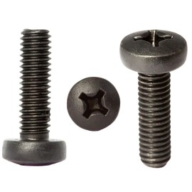 M6 (6mm x 16mm) Black Zinc Flake Phillips Pan Head Machine Screws Metric Steel Fully Threaded DIN 7985 (Pack of 20)