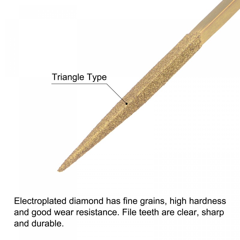 sourcing map Diamond Needle Files, 4mm x 160mm Titanium Coated