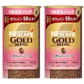 Nescafe Gold Blend Caffeine Half Eco & System Pack, 3.3 oz (95 g) x 2, 95 Cups, Refill, Black, Regular Soluble Coffee