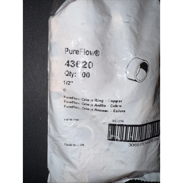 VIEGA 43620 PureFlow 1/2” PEX Copper Crimp Rings (Bag of