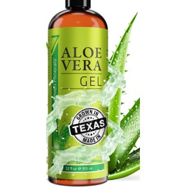 Seven Minerals Aloe Vera Gel - 99% Organic, Big 12 oz - NO XANTHAN, so it Absorbs Rapidly with No Sticky Residue - made from REAL JUICE, NOT POWDER