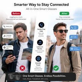 AI Smart Glasses for Calls and Music – Bluetooth Sunglasses with Camera for Travel and Daily Use