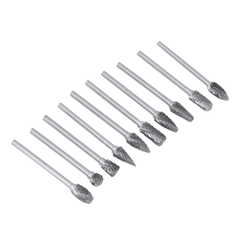 One Set 10 Tungsten Steel Carbide Burrs for Rotary Tool