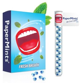 PaperMints CoolCaps - 6 Tubes of 18 Sugar Free Mint Beads - For Fresh Breath & Against Bad Breath - Quick Help with Dry Mouth - Double Action - 108 Capsules Total