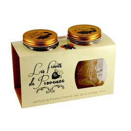Grant Howard Les Fruits de Provence Preserve jar 2 Set, 34 Ounces, Glass Food Storage Canning Container, Metal Emboss Top, Clear