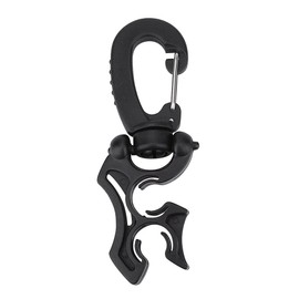 Keenso 1Pc Diving Hose Clip, Diving Hose Clip Holder,Outdoor Scuba Diving Hose Holder with Clip, Double BCD Hose Clip with Snap Hook Buckle(Black)