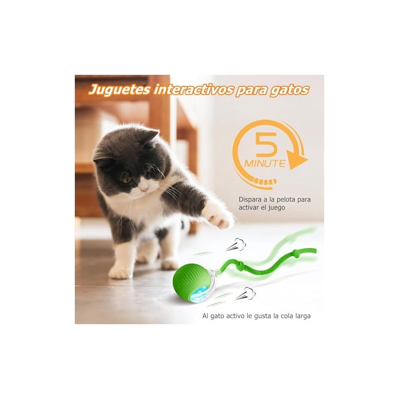 Juguete Eléctrico para Gatos y Perros - Pelota Rodante Automática,