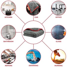 Auronna XXL1200GSM Microfiber Cleaning Cloths - 50 x 80 cm Ultra Deep Soft Plush Pile - Super Absorbent Cleaning Towel For Household And Car Washing, Drying, Detailing