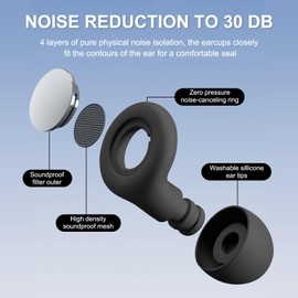 Ohrstöpsel zum Schlafen, Gehörschutzstöpsel aus Silikon, Ultraweiche, Wiederverwendbare Ohrstöpsel mit Aufbewahrungsbox, 30dB Geräuschunterdrückende Ohrstöpsel für Konzerte, Reisen, XS/S/M/L