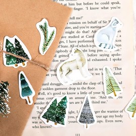 Ta Merry Scrapbook Accessories Scrapbooking Supplies,45Pcs Laptop Cute Mini Forest Stickers Aesthetic for Adults，Journaling Supplies Aesthetic Stickers for Scrapbooking,Card,Journal(Misty Forest)