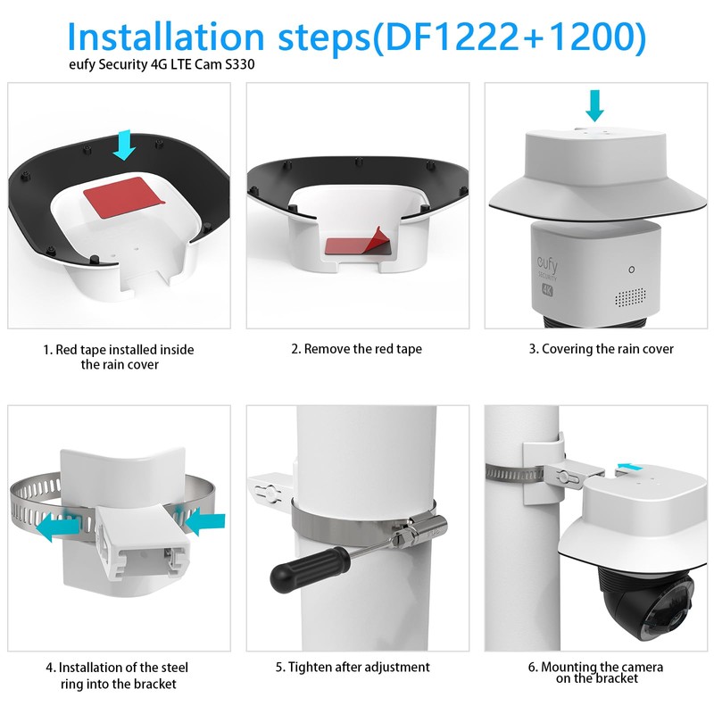 Holaca Camera Pole Mount Bracket & Camera Rain Shade Cover