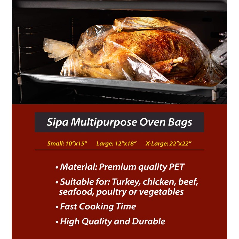Sipa Multipurpose Oven Bags - 22" x 22" Baking Bags
