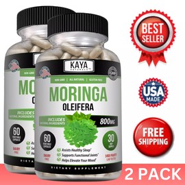 (2 Pack) Pure Moringa Oleifera 60ct Superfood Antioxidant Greens Supplement