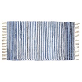 Cotton Rag Rug 24x36'' | 2x3' Multicolor Area Rugs- Hand Woven Washable & Reversible for Living Room Kitchen Entryway Throw Rug with Tassel (Denim)