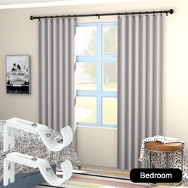 Gyori Curtain Rod Holder, Adjustable, Pack of 2 Curtain Rod Holders, Metal Wall Bracket, Curtain Rod Holder, Curtain Holder with Screws and Drilling for Bedroom, Closet, Bathroom, White