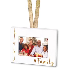 Elanze Designs Family Gold Foil 4 x 3 Metal Mini Picture Frame Christmas Ornament