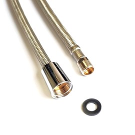 Reinforced Hose Shower Hose for Dish Rinser, M15 x 1 and 1/2 Inch Cone Nut, Nylon Black or VA Braid for Kitchen Tap with Extendible Shower, Replacement Shower Hose (Stainless Steel, 1500 mm)