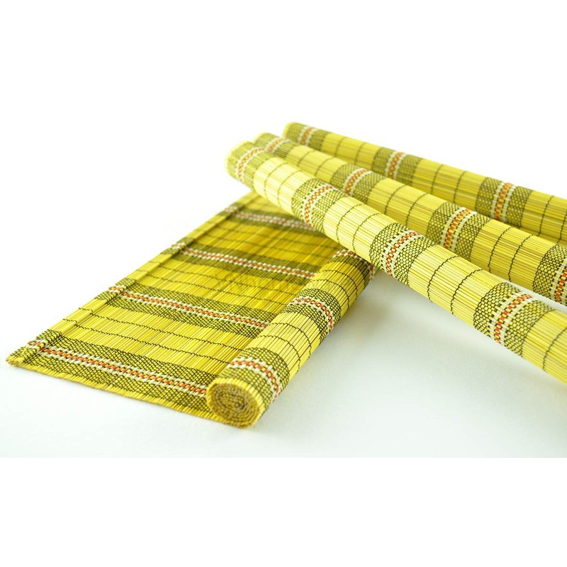 Bamboo Placemats, Pack Of 6 Handmade Wooden Table Mats, Eco