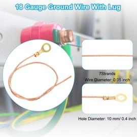 PATIKIL 8 Inch Bare Copper Wire-Copper Grounding Lugs, 30 Pcs Braided Copper Cables with Lug-Copper Connectors Non-Insulated Kit for Lighting Grounding