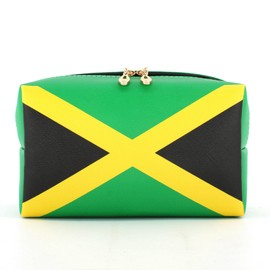 RGYLION - Bolsa de maquillaje de viaje para mujer, piel sintética, impermeable, para maquillaje, para mujeres, niñas, bandera de Jamaica, Rasta Reggae Letter Afro, Jamaica
