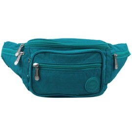 Lorenze Men's Women's Crinkled Nylon Belt Bag, turquoise