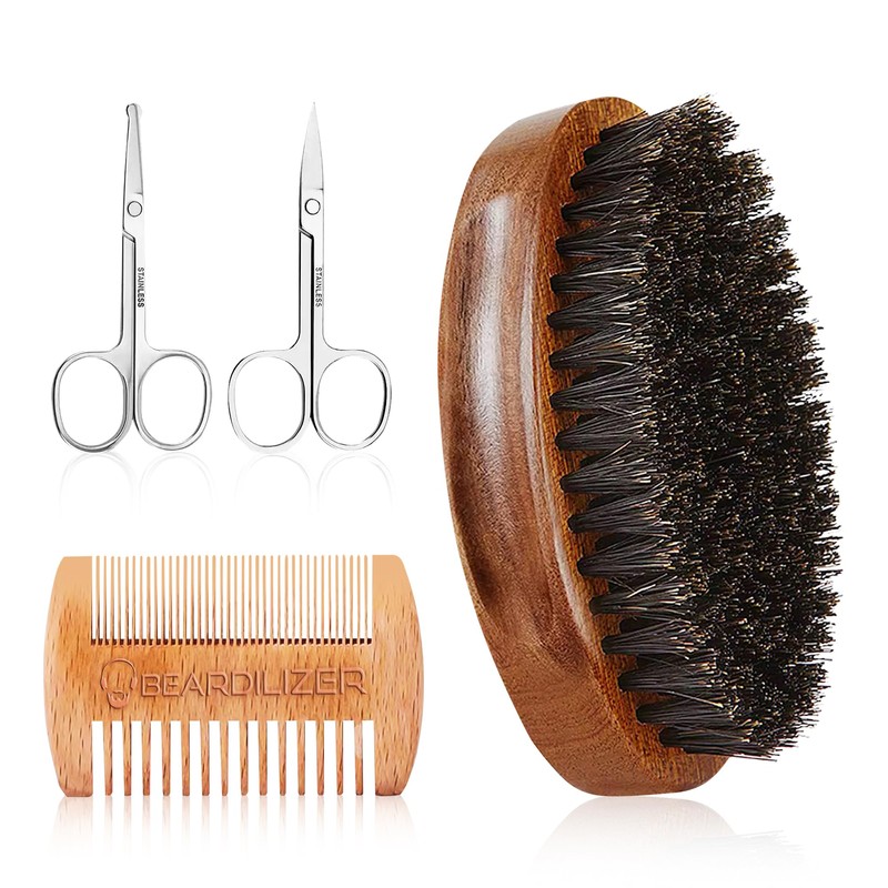 Beardilizer Beard Brush Kit, 100% Pure Boar Bristle Brush, Luxury