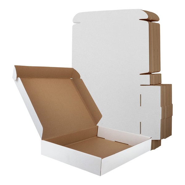 RLAVBL 13x10x2 Inches Shipping Boxes Set of 25, White Small
