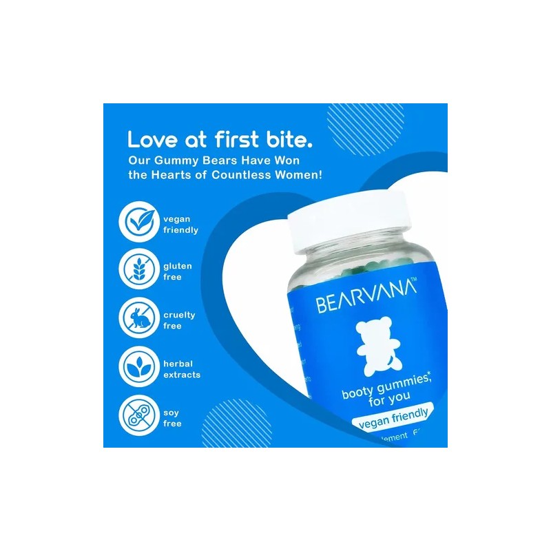 Bearvana Gomitas Azul Booty Gummies Con 60 Gomitas Hecho Usa