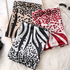 CHROME CRANE (Chrome Crane) Women's Stole Zebra Pattern Animal Design Large Scarf MF017 (02. Brown)