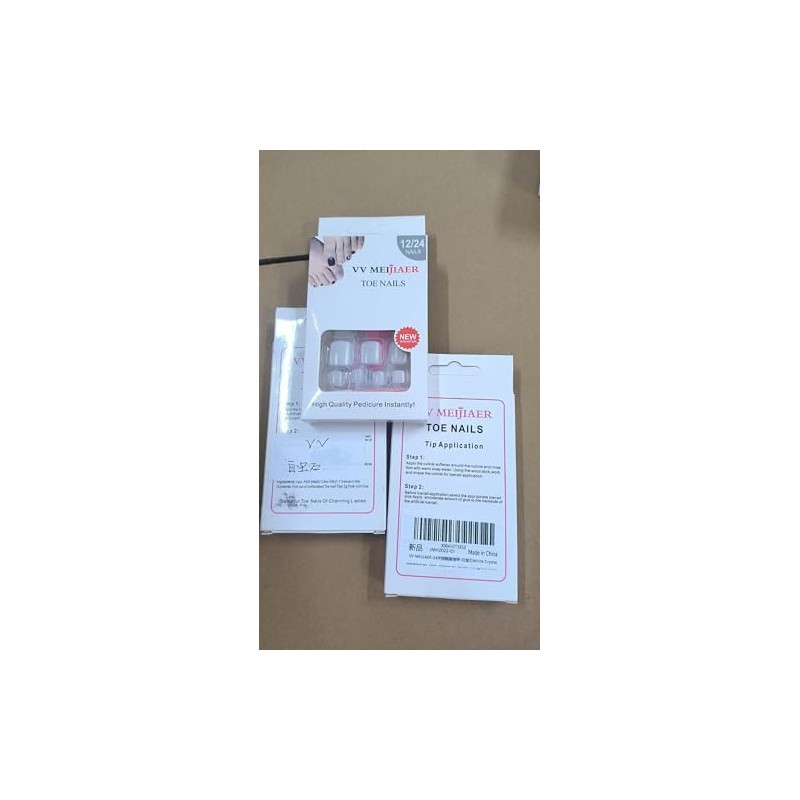 evpct French Press on Toe Nails Square Short, Pink +