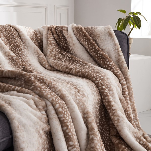 Double Sided Faux Fur Throw Blanket Silky Soft Oversized Afghan
