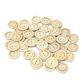 50pcs Handmade with Love Wooden Buttons 25mm Charming Craft Embellishments for Card Making, Sewing and DIY Projects