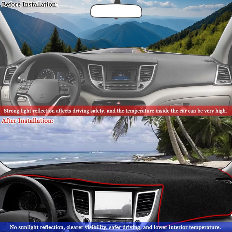 Blazeray Car Dashboard Cover Mat for Hyundai Tucson 2016 2017