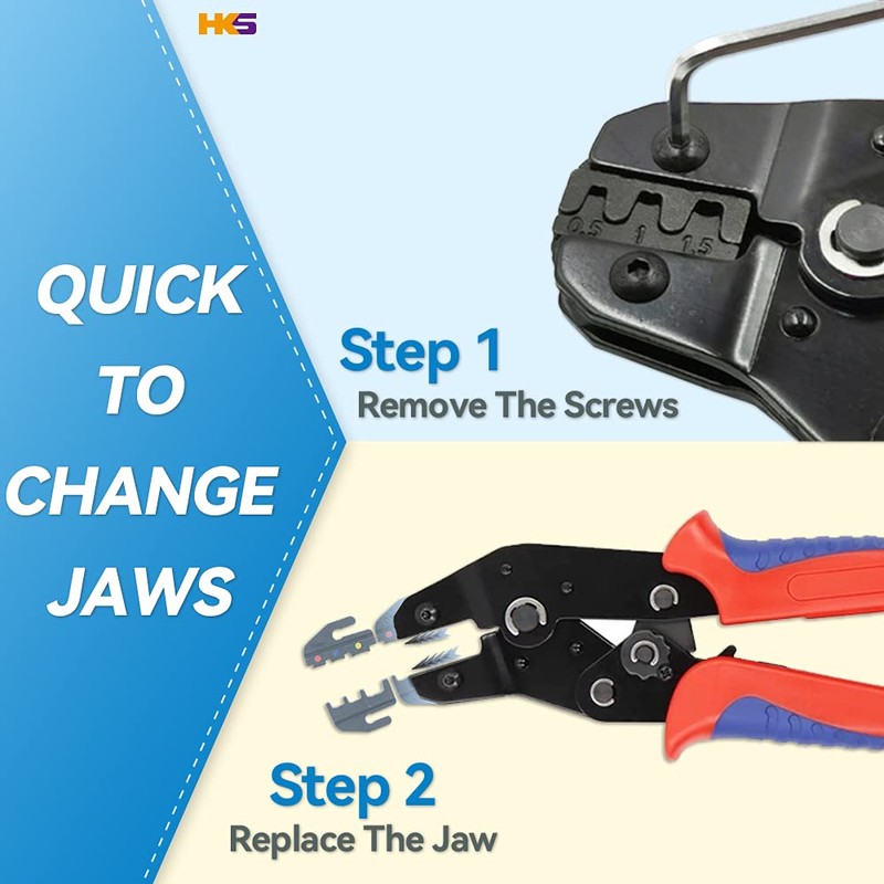 HKS Ratcheting Crimping Tool Set 11 PCS with Changeable Jaws
