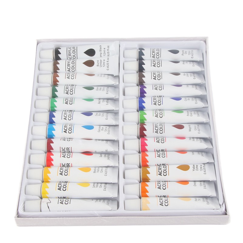 24 Colors 12ml Acrylic Pigment DIY Painting Drawing Accessory Colorful