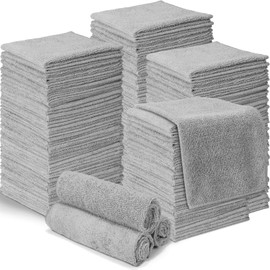 200 Pieces Microfiber Cleaning Cloths Bulk Absorbent Microfiber Towels Reusable Lint-Free Streak Free Wash Rags for House Kitchen Office Restaurants Bar Shop Car, 12 x 12 Inches (Gray)
