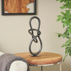 Deco 79 Aluminum Metal Abstract Decorative Sculpture Home Decor Statue, Accent Figurine 6" x 7" x 15", Dark Gray