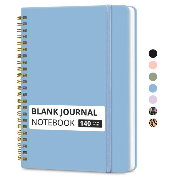 Taja Blank Spiral Journal Notebook for Women & Men, 140