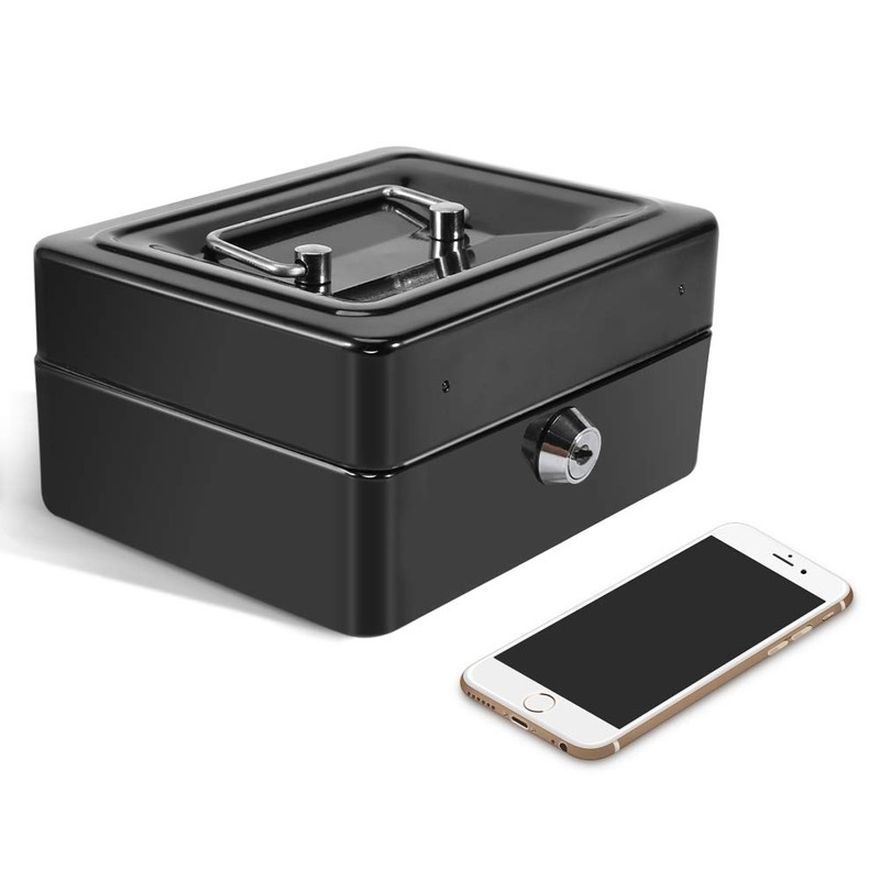 Steel Security Box Household, Mini Portable Petty Safe Lockable Cash