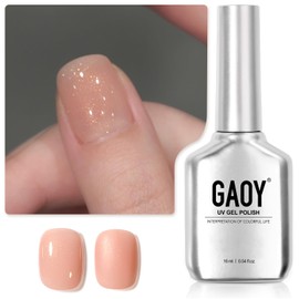 GAOY Nude Shimmer Gel Nail Polish, 16ml Jelly Translucent Glitter Gel polish, UV Light Cure for Nail Art, 3026 Pale Apricot